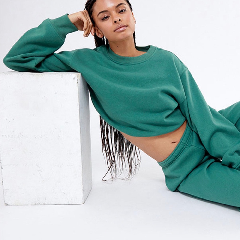 PacSun Bubble Cropped Crew Neck Sweatshirt